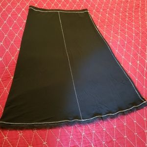 Black skirt with lace fringe and cream threading